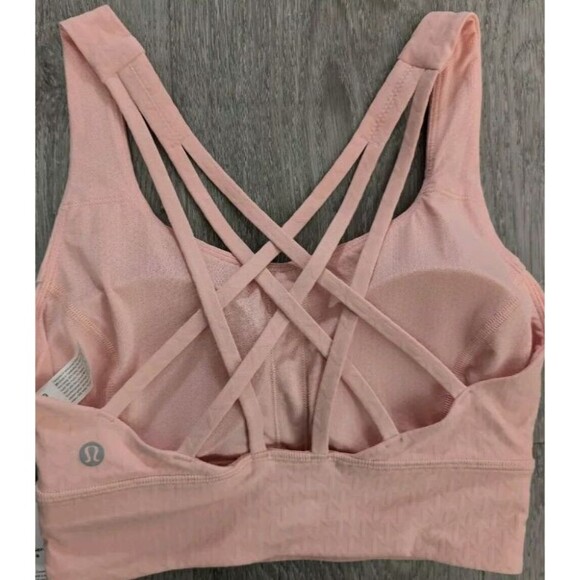 Lululemon Free to Be Serene Longline Bra Pink Jacquard Size 4 NWT C/D Cup NEW - Picture 6 of 16